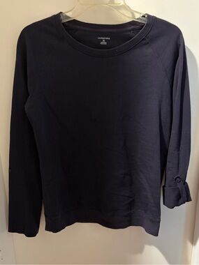 Lands' End Black Cotton Crew Neck Pullover